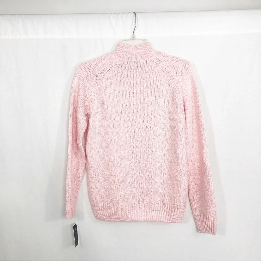 NEW Karen Scott Cableknit Mock Turtleneck Sweater, Size XS Petite, Pink